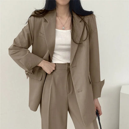 Fall Fashion Long Sleeve Blazer Mujer Pant Sets Blazers Women 2025 Casual Women's 2 Piece Outfit Set Suits Outwear