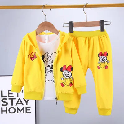 Baby Girls Boys Mickey Minnie Clothing Sets Spring Autumn Kids Outfits Hoodie +T-shirt + Pants Tracksuit Children Sport Suit