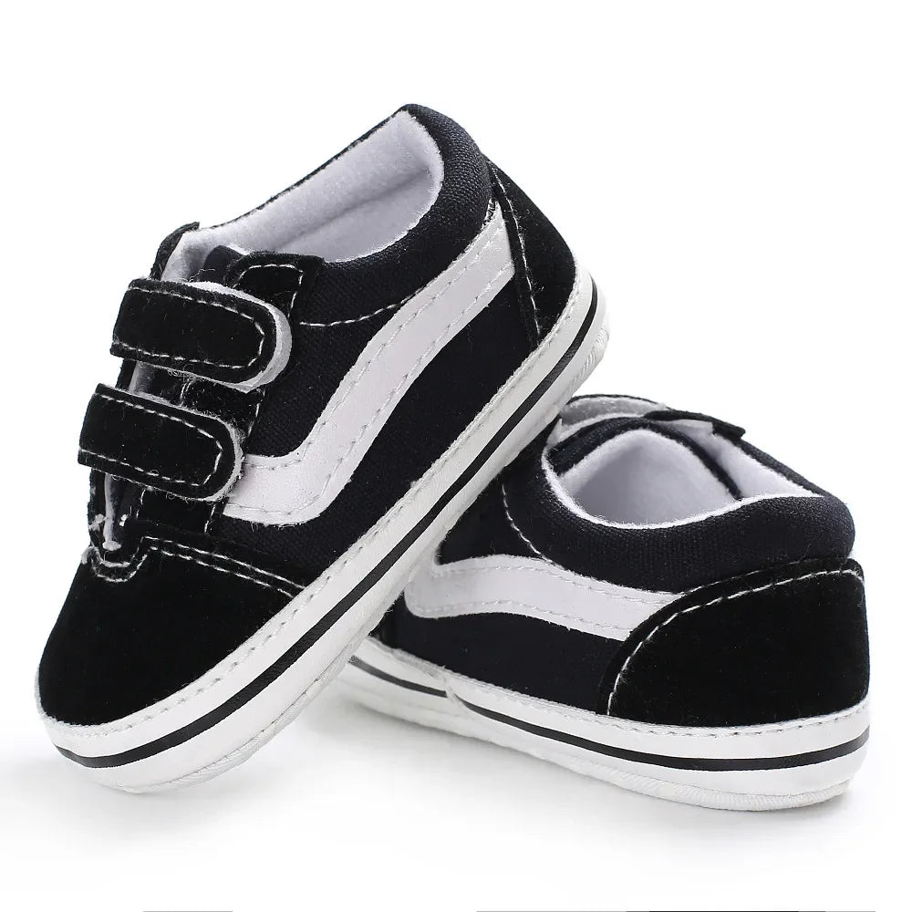 2025 Baby Canvas Sneakers Classic Stripes Casual Baby Boy Girl Shoes Anti-slip Soft First Walkers Infant Baby Unisex Shoes