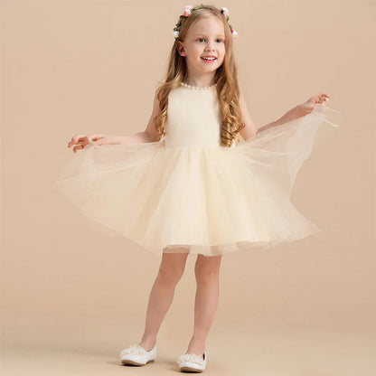 Toddler Baby Girls Summer Big Bow Baptism Dresses for Birthday Party Wedding Dress Children Costumes Princess Fluffy Prom Gown