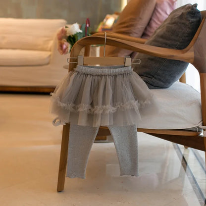 MILANCEL New Autumn Baby Children's Skinny Pants Culotte 1-4Y Girls Sweet Mesh Skirt Leggings Kids Trousers