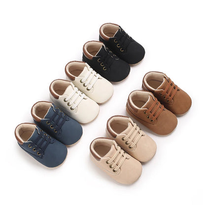 Fashionable 0-18M Boys and Girls' Shoes Classic Solid Color Leather Bottom Anti slip Preschool First Step Casual Sports Shoes