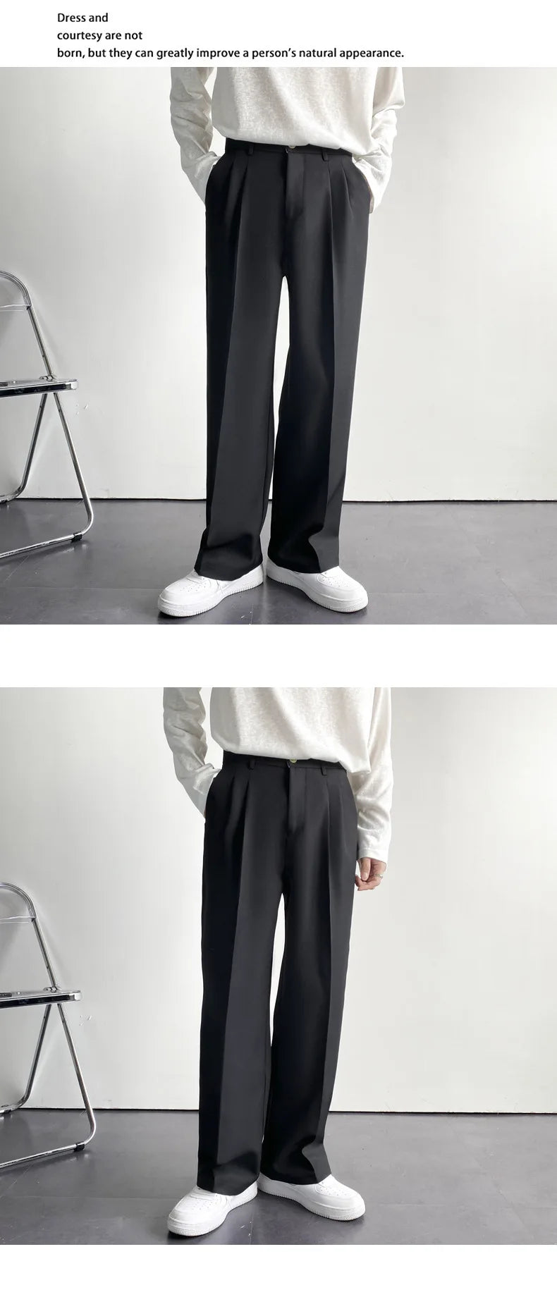 Spring Summer New Men Straight Casual Pants Korean Loose Suit Trousers Baggy White Elegant Pant Male Streetwear Y2k Men Clothing