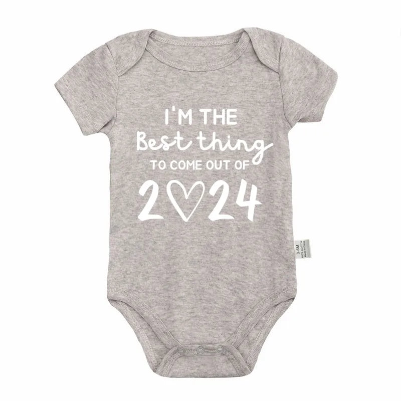 I'm the Best Thing 2024 Newborn Baby Clothes White Cotton Summer Bodysuits for Infants Short Sleeve Boys Girls Romper