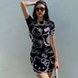 Short Sleeve Bodycon Mini Dress Women Sexy Party Club Evening Birthday Hello Kitty Print Dresses 2025 Spring Summer Wholesale