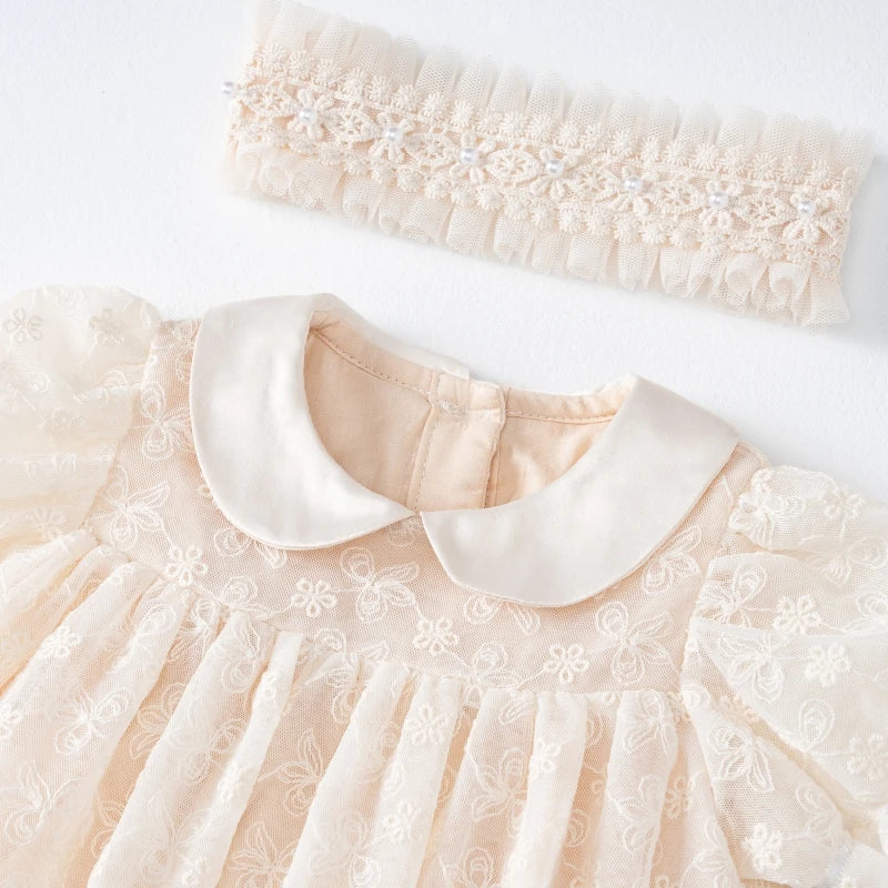 Summer Lace Flowers Baby Dress 1 Year Birthday Princess Toddler Girls Ballgown Dresses