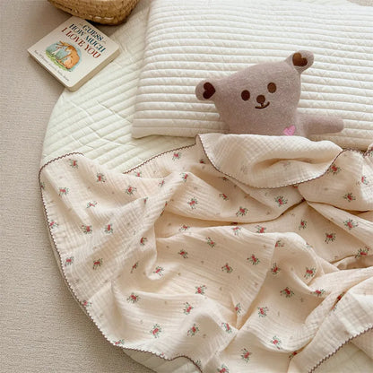 Newborn Baby Blanket For Boys Girls Baby Swaddle Wrap Floral Infant Receiving Blanket Bedding Crib Quilt Baby Stuff 100cm