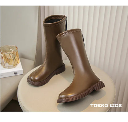 New Design Children Boots Girls Leather Shoes White Luxury Casual Sports Shoes Autumn Lightweight Girls Ankle Boots