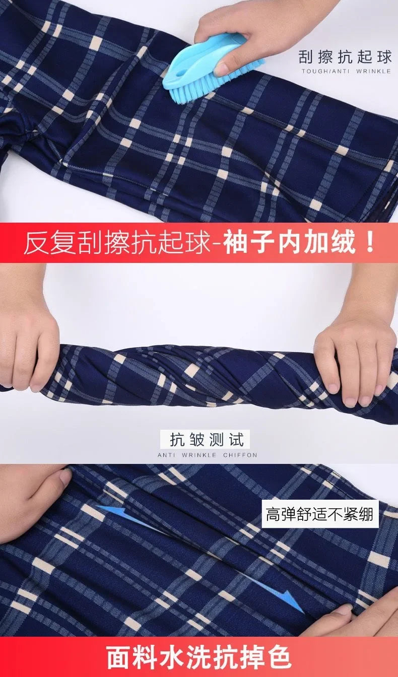 New 2025 Men's Thick Long Sleeve Shirts Fashion Casual Business Versatile Shirts Tops Men Plaid Striped Warm Shirts Camisas Male