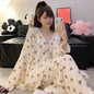 5XL Plus Size Pajama Set Women Lace Sweet Home Clothes Spring Autumn Long Sleeve Tops Trousers Loose-fit Comfortable Loungewear