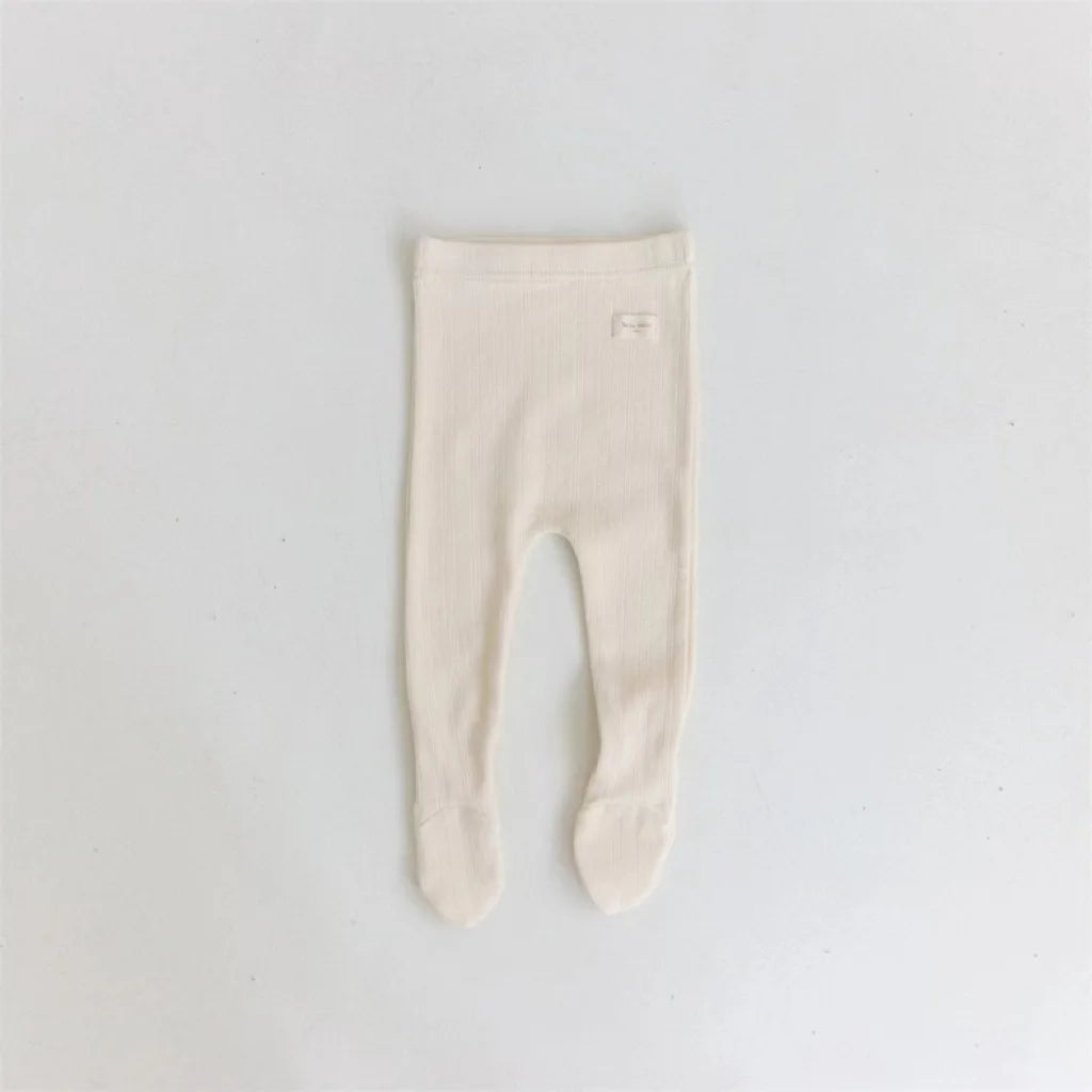 Spring Autumn Toddler Solid Bind Foot Pantyhose Boy Infant Simple Patch Leggings Girl Baby Cotton Home wear Pants Kid Trousers