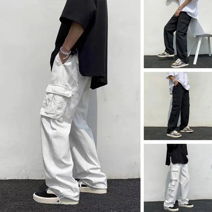 New Cargo Pants Men's Loose Straight Oversize Clothing Solid Grey Versatile Work Wear Black Joggers Cotton Casual Male Trousers