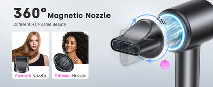 Hair Dryer, Negative Ionic Blow Dryer 120000 RPM Brushless Motor 40M/S Fast Drying High-Speed Low Noise Thermo-Control Hairdryer