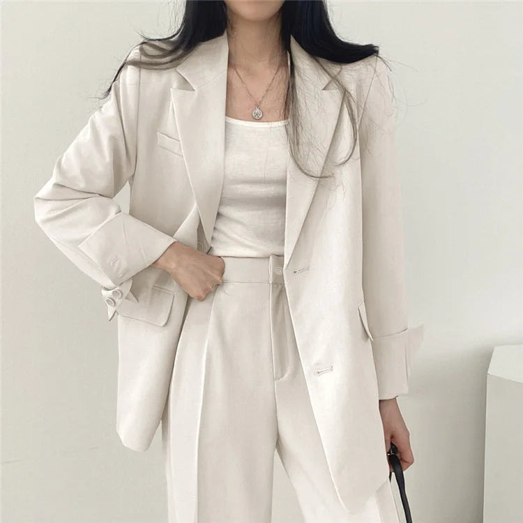 Fall Fashion Long Sleeve Blazer Mujer Pant Sets Blazers Women 2025 Casual Women's 2 Piece Outfit Set Suits Outwear