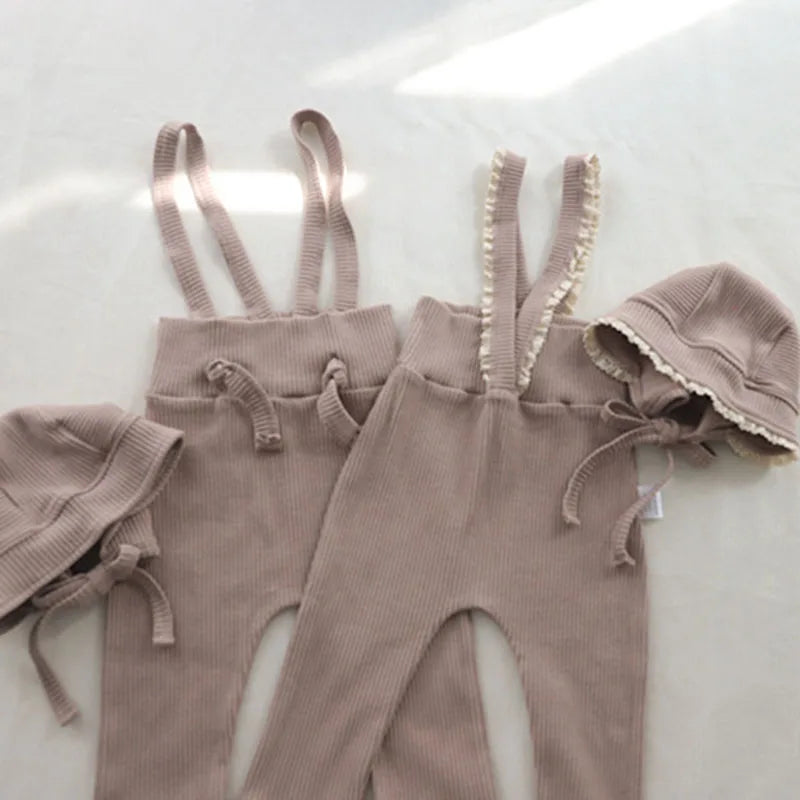 Korean Style Baby Girls Lace Suspenders Toddler Baby Girl Jumpsuits Overall Autumn Spring Newborn Baby Elastic Suspender Pants