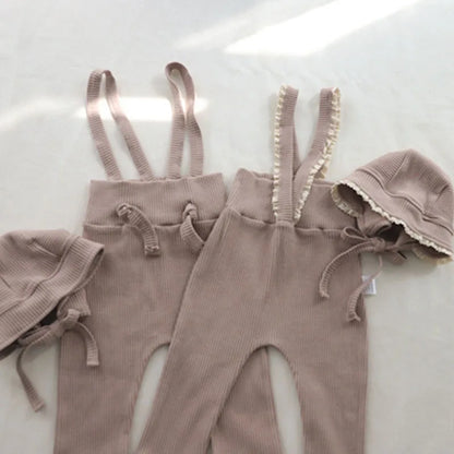Korean Style Baby Girls Lace Suspenders Toddler Baby Girl Jumpsuits Overall Autumn Spring Newborn Baby Elastic Suspender Pants