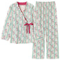 Spring Autumn V-Neck Pajamas Female Pajamas Sets Elegant Floral Japanese Kimonos For Women Big Yards M-4XL Cotton