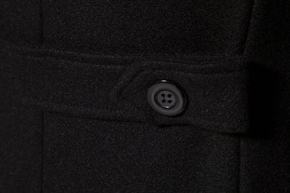 Men's Extra Long Woolen Black Coat Windbreaker Winter Warm Gentleman Coat Jackets Male Elegant Regular Fit Casual Daily Clothing