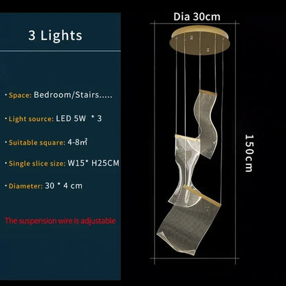 Modern Simple Led Luxurious Duplex Building Large Chandelier Living Room Creative Villa Pendant Lamp Stair Dining Hall Lighting