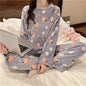 Flannel Long sleeve cartoon sleepwear suit Cozy Thick Warm Cartoon Sleepwear Suit Stylish Women's pajamas set for Autumn Winter