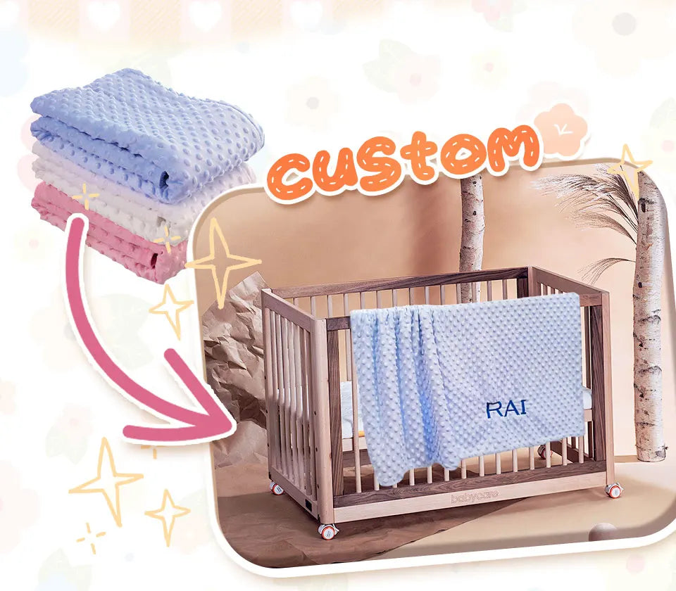 Personalized Baby First Name Cover Kids Custom Blanket Newborn Boy Girl Birthday Gift Swaddle Bed Toddler Stroller Crib Blanket