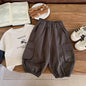 2025 Spring Baby Kids Pants Children's Solid Color Cargo Pants Boys Girls Loose All-match Trousers