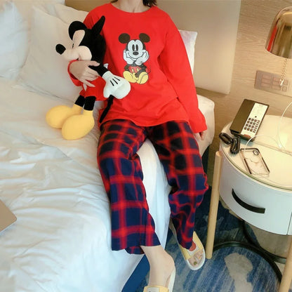 Women's Pajamas Sets Spring Autumn Two-Piece Cute Print Pajama Long Sleeve Pajama Home Clothes Two-piece