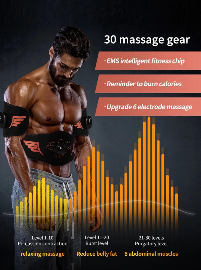 Smart EMS muscle stimulator; home muscle exercise massager; fat burning fitness device