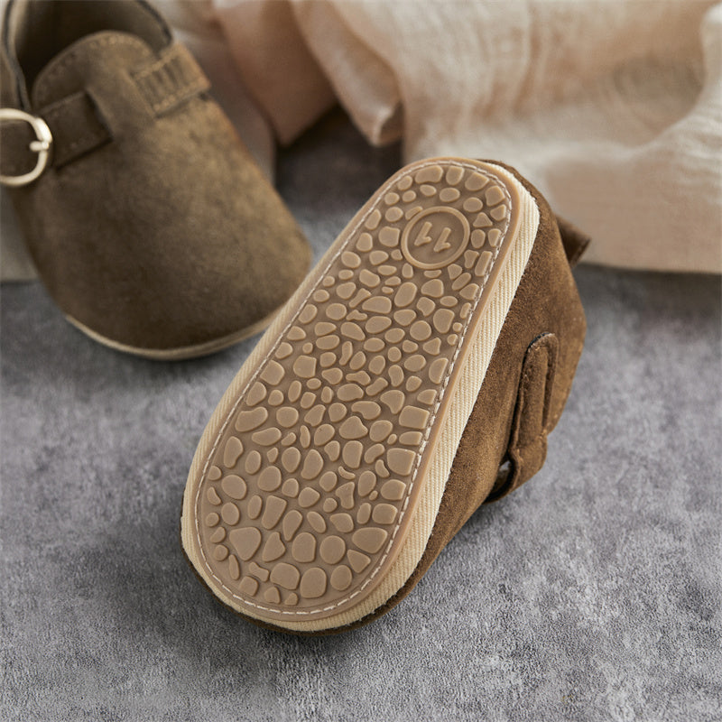 0-18M Newborn Baby First Walking Shoes Soft Cow Suede Sole Rubber Non-slip Walking Shoes Newborn Boys Girls Casual Flats