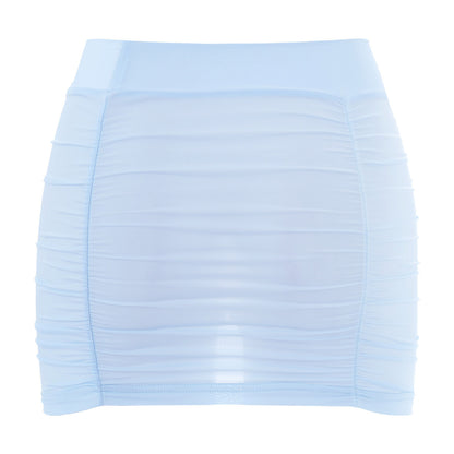 Sexy Womens Mid Waist Stretchy Shirring Bodycon Miniskirt Ladies Elastic Waistband Summer Mini Skirt for Nightclub Party