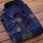 2025 Men's Autumn Winter Casual Fleece Plaid Shirt Fashion Soft Warm Turn Down Collar Long Sleeve Shirt Male High-Quality Tops
