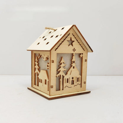 New Holiday Wooden Decorations for Christmas Houses, Wooden Cabin Ornaments, Handmade Wooden Crafts, Christmas Ornaments
