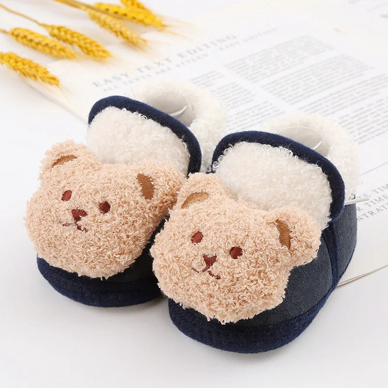 Winter Newborn Baby Boots Shoes Cute Cartoon Boy Girl Toddler Plush Snow Booties Warm Infant Crib Shoes Infant First Walkers