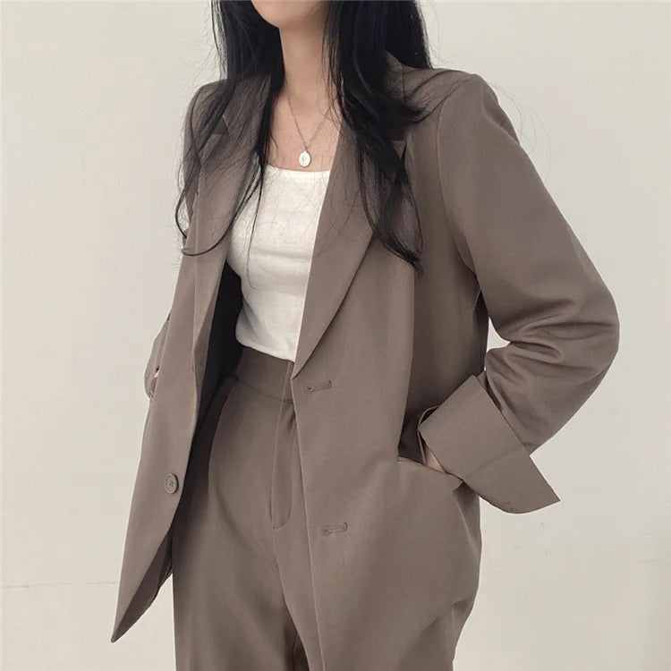 Fall Fashion Long Sleeve Blazer Mujer Pant Sets Blazers Women 2025 Casual Women's 2 Piece Outfit Set Suits Outwear