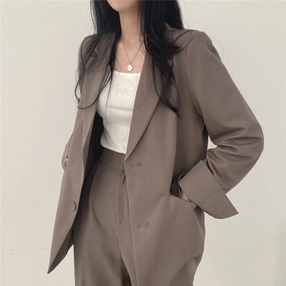 Fall Fashion Long Sleeve Blazer Mujer Pant Sets Blazers Women 2025 Casual Women's 2 Piece Outfit Set Suits Outwear