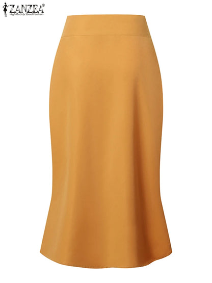 ZANZEA Package Hip High Waist Fishtail Skirts Elegant Women Evangelical Knee-length Saias Office Mermaid Skirts Fashion 2025