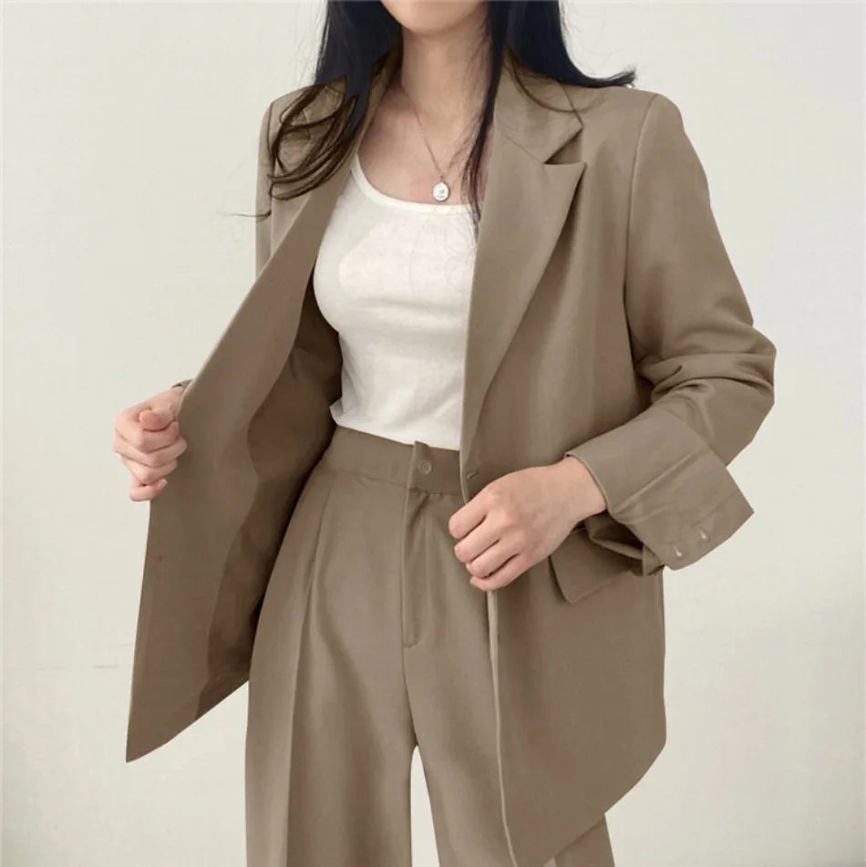 Korean Fashion Spring Women's Suits Casual Top Trousers 2 Piece Sets Women's Outfits Coats Slim Fit Blazers for Women Clothing