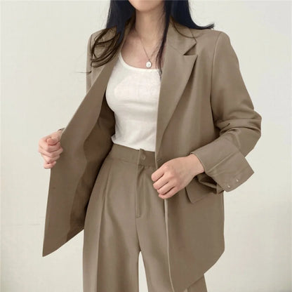Korean Fashion Spring Women's Suits Casual Top Trousers 2 Piece Sets Women's Outfits Coats Slim Fit Blazers for Women Clothing