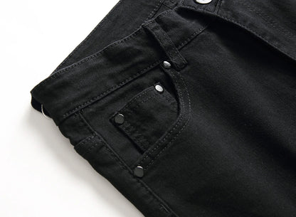 Punk Street Style Ripped Skinny Jeans Men Vintage Wash Solid Denim Trouser Men's Casual Slim Fit Pencil Denim Holes Pants 2025