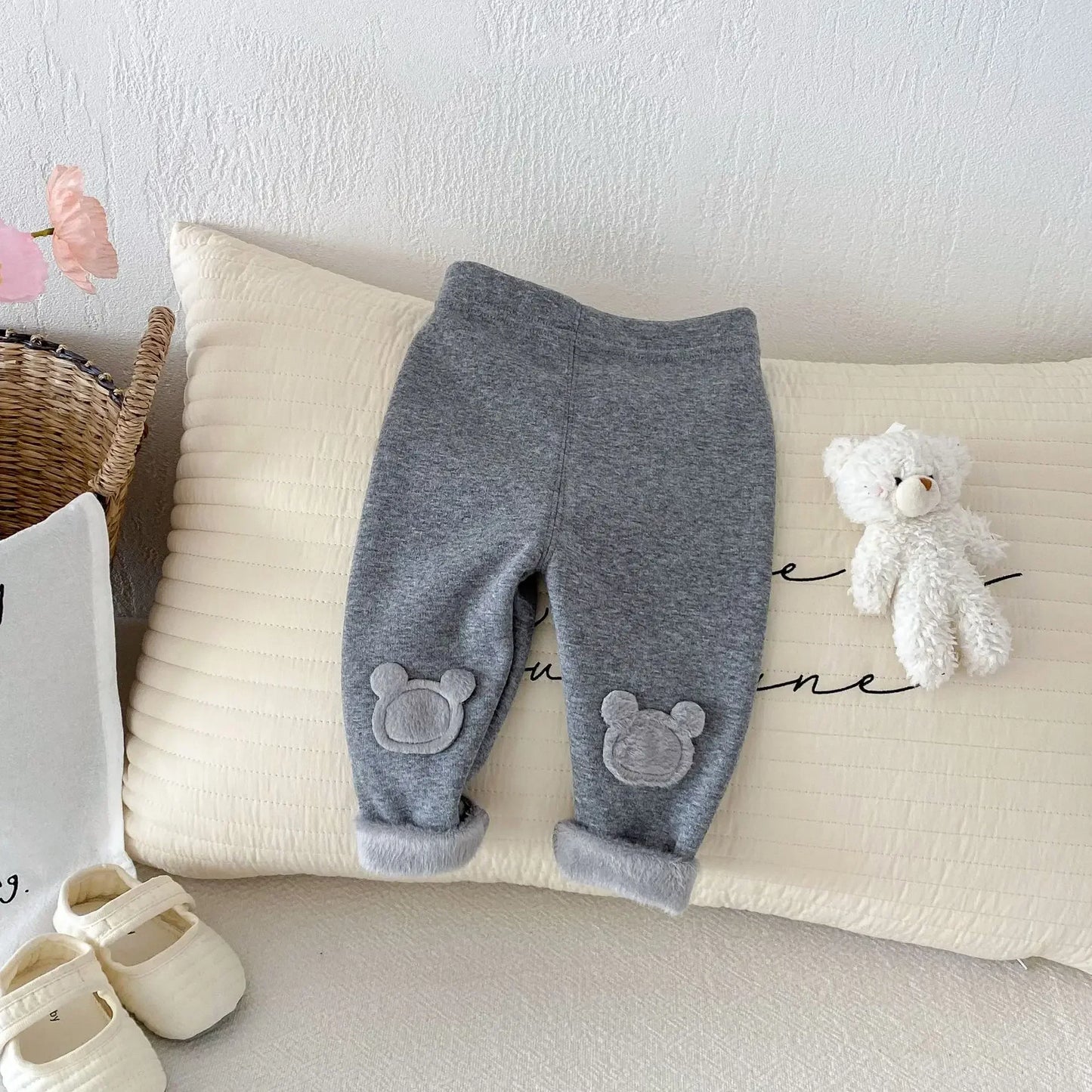 4646 Buy 2pcs Wholesale Baby Pant 2024 Winter New Girls' Leggings Korean Patch Plus Velvet 0-5 Years Baby Pants Trousers