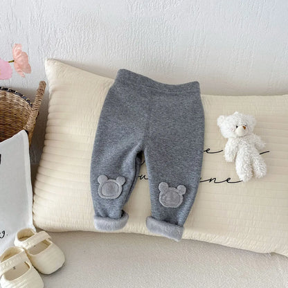 4646 Buy 2pcs Wholesale Baby Pant 2024 Winter New Girls' Leggings Korean Patch Plus Velvet 0-5 Years Baby Pants Trousers