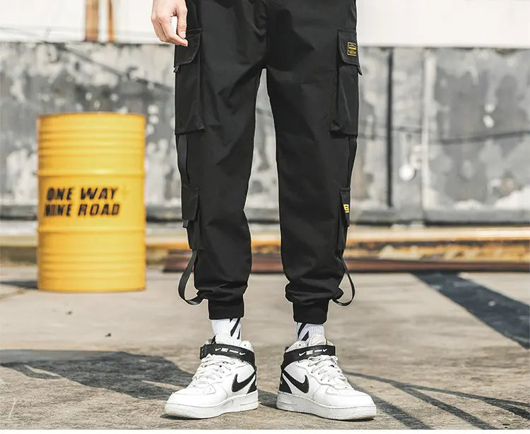 New Hip Hop Joggers Cargo Pants Men Harem Pants Multi-Pocket Ribbons Man Sweatpants Streetwear Casual Men's Pants
