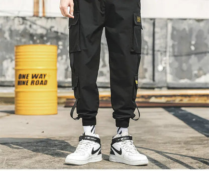 New Hip Hop Joggers Cargo Pants Men Harem Pants Multi-Pocket Ribbons Man Sweatpants Streetwear Casual Men's Pants