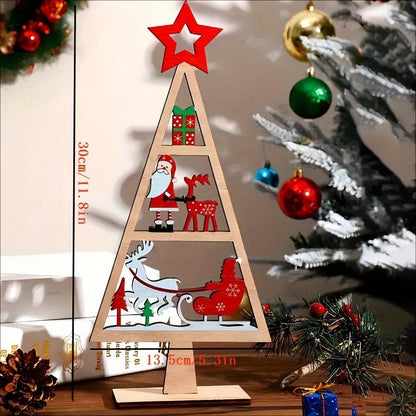 Holiday Wooden Decoration Compact Wooden Christmas Tree Wooden Tabletop Christmas Tree Christmas Party Ornament For Shelf Table