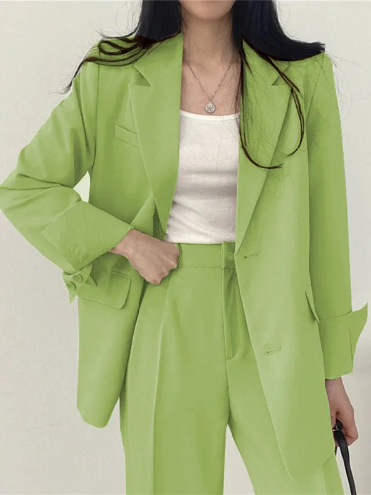 Korean Fashion Spring Women's Suits Casual Top Trousers 2 Piece Sets Women's Outfits Coats Slim Fit Blazers for Women Clothing