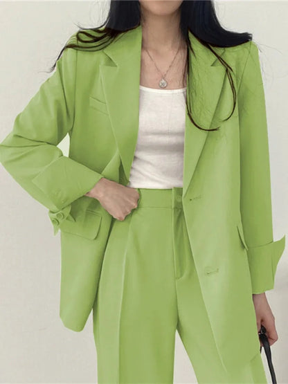 Korean Fashion Spring Women's Suits Casual Top Trousers 2 Piece Sets Women's Outfits Coats Slim Fit Blazers for Women Clothing