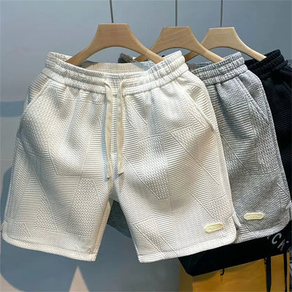 2025 Men Fashion Cotton Blended Solid Color Loosen Up The Waist Summer Multi-Pocket Shorts Wide Beach Casual Shorts Hot Selling