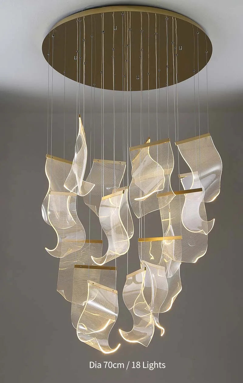 Modern Simple Led Luxurious Duplex Building Large Chandelier Living Room Creative Villa Pendant Lamp Stair Dining Hall Lighting