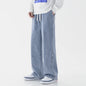 Spring Men Baggy Washed Jeans Drawstring Wide Leg Cargo Denim Pants Fashion Casual Trousers Male Designer Clothing Blue Black