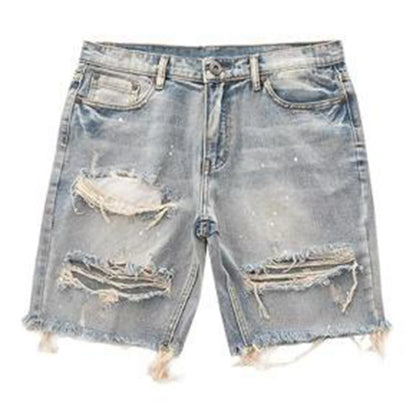 Men's Summer Distressed Shorts Fashion Slim Ripped Short Jeans Vintage Streetwear